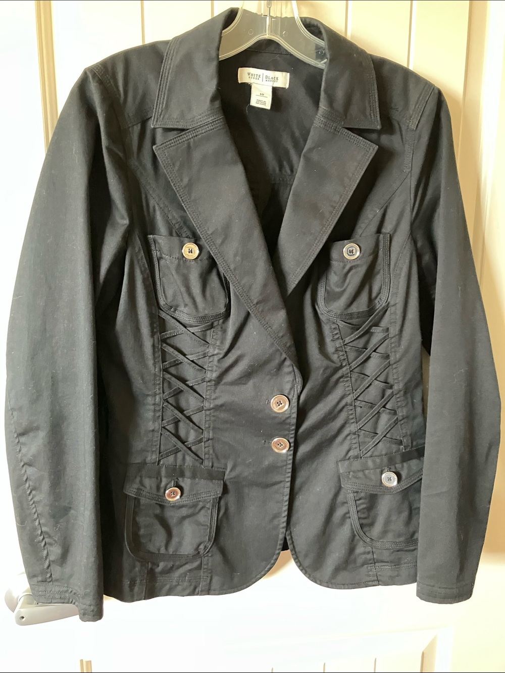 White House Black Market black utility blazer size10
